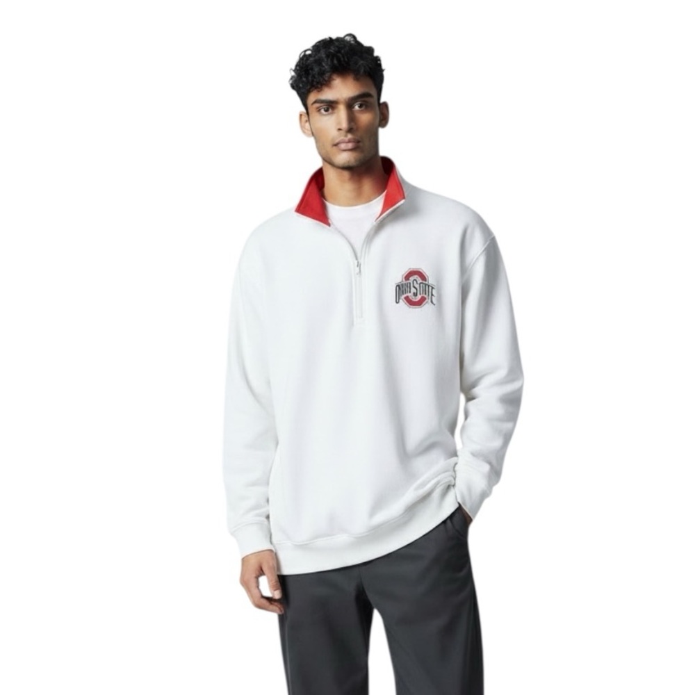 Ohio State Colosseum Three Quarter Zip Fleece Collegiate Sweatshirt New With Tag